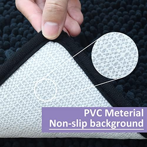 RUN HELIX 2 Piece Thick Chenille Bath Mats Set Black