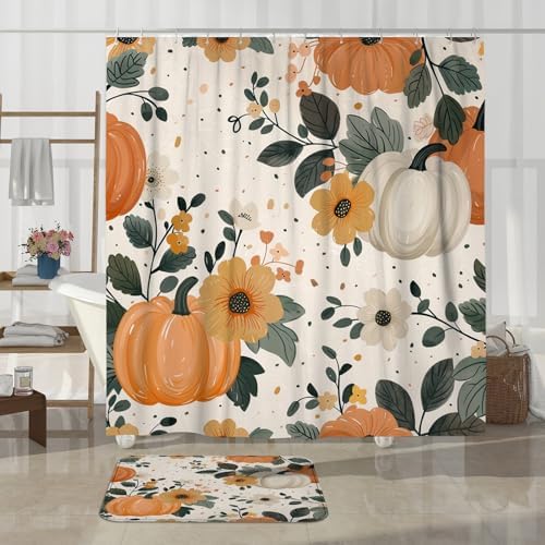 4PCS Fall Cream Pumpkin Bathroom Sets 1
