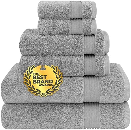 Cotton Paradise 6 Piece Towel Set - Light Gray 100 Cotton Bath Towels