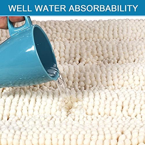 HVERSAILTEX Ivory Chenille Bath Rug 17x24 Non Slip