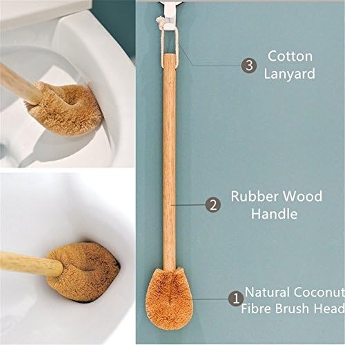 Qiny Wood Handle Toilet Brush 2 Pack