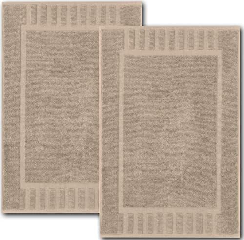 White Classic Luxury Bath Mat Set - 22x34 Inch Taupe 2 Pack
