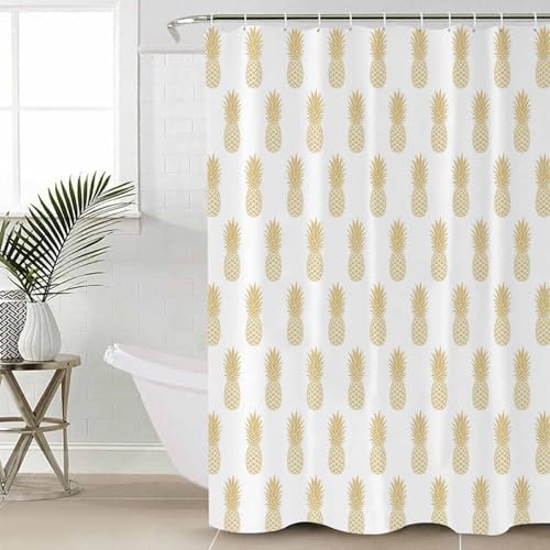 Yellow Pineapple Bathroom Set with Curtain Rug and Accessories