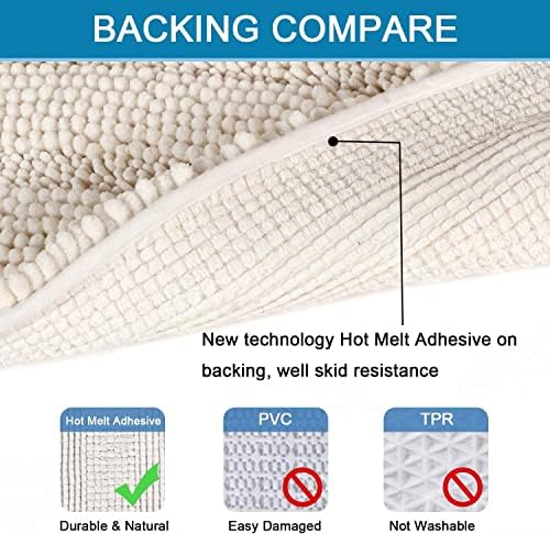 HVERSAILTEX Ivory Chenille Bath Rug 17x24 Non Slip