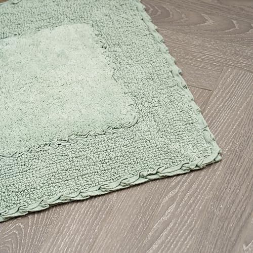 Laura Ashley Ruffle Border Cotton Bath Rug Sage Green 17x24