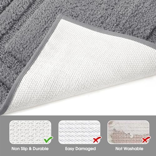 HOMEIDEAS 3-Piece Bath Rug Set Non-Slip Microfiber