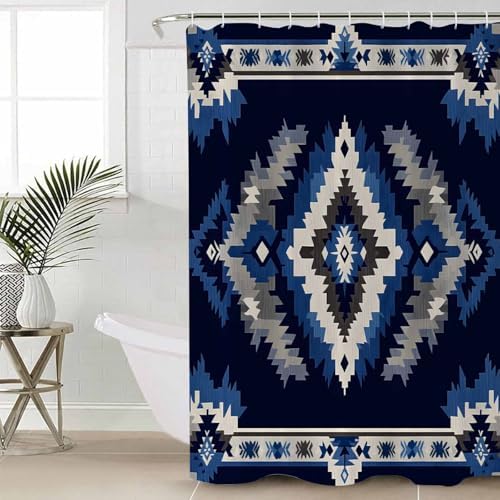 ZOE GARDEN Navy Blue Aztec Bathroom Set