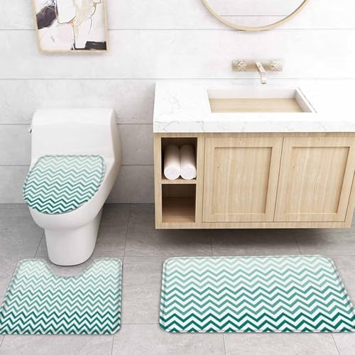 ZOE GARDEN Teal Chevron Bathroom Set