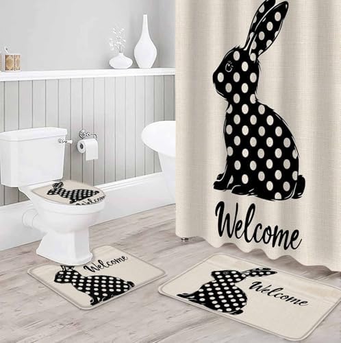 ZOE GARDEN Easter Bathroom Set with 72x72 Shower Curtain and Mat