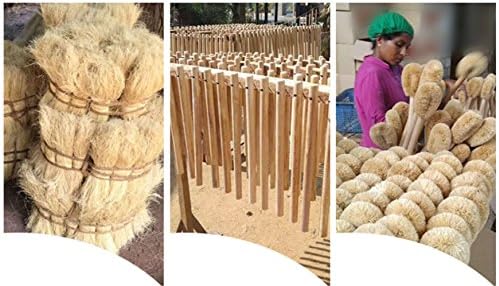 Qiny Wood Handle Toilet Brush 2 Pack