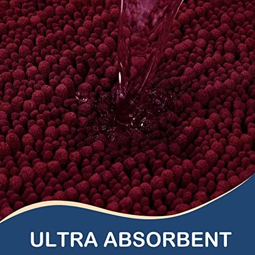 Arotive Luxury Chenille Bath Rug Mat 47x24 Burgundy