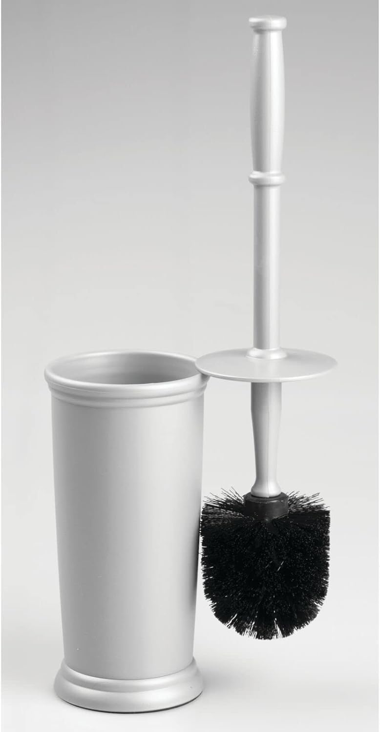 mDesign Compact Freestanding Toilet Brush and Holder - Silver