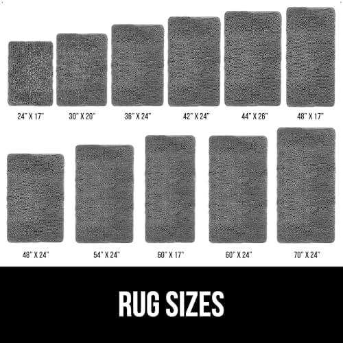 Gorilla Grip Thick Chenille Bath Rug 60x17 Grey