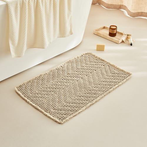 BULULOM Boho Bath Mat - Ultra Soft Non Slip Quick Dry 18x30 Inch