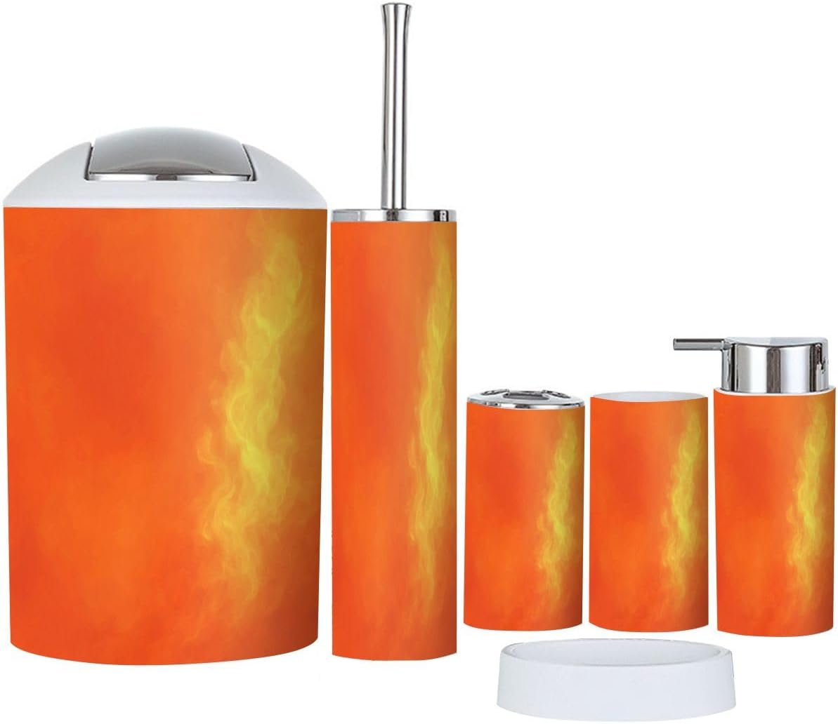 Boho Bathroom Accessory Set 6 Piece with Flame Design
