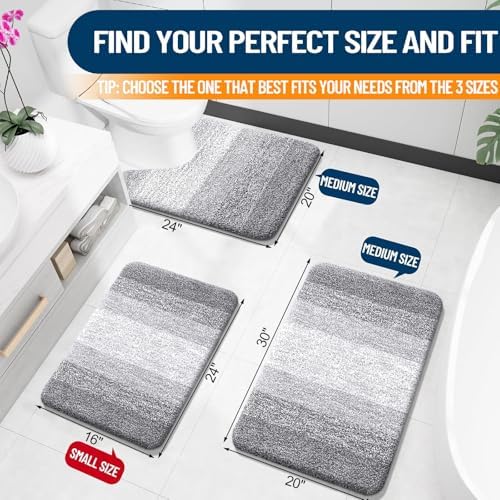 OLANLY 30x20 Light Grey Bath Rug Mat