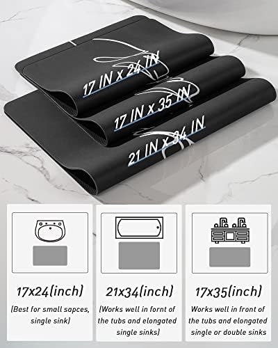 Tchdio Bath Mat - Quick Dry Non Slip Ultra Thin 17x24 Black
