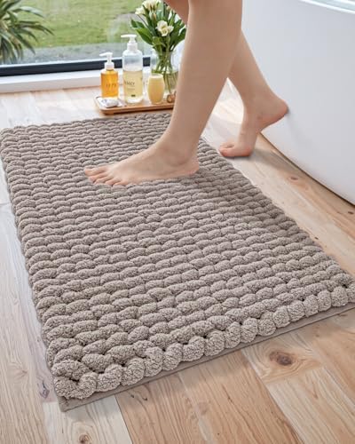 LUMI Luxury Bathroom Rug 17x30 Inch Non-Slip Quick Dry Chenille Mat