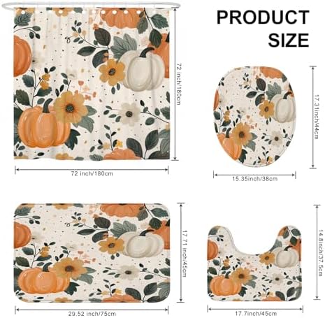 4PCS Fall Cream Pumpkin Bathroom Sets 1