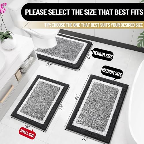 OLANLY Bath Rugs 24x16 Non-Slip Microfiber Mat