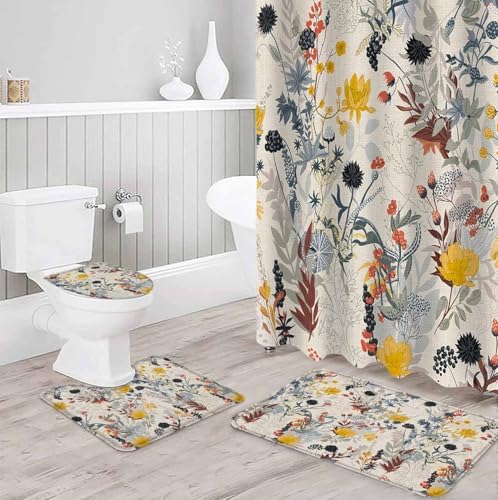 ZOE GARDEN Yellow Flower Bathroom Set