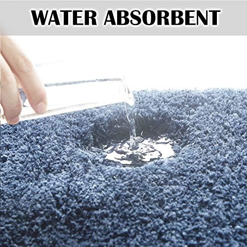 Suchtale Bath Rug 20x32 Blue Non-Slip Microfiber