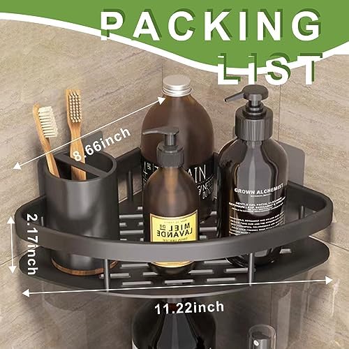 Wellnice Shower Caddy Shelf Organizer Black Triangular