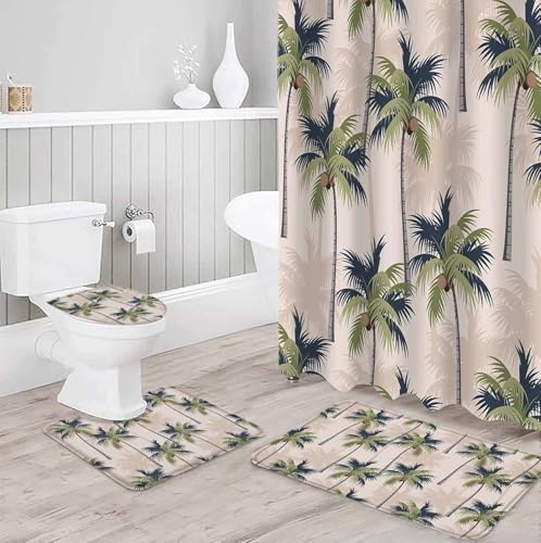 Zoe Garden 72x72 Inch Tropical Palm Tree Bathroom Set