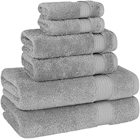 Cotton Paradise 6 Piece Towel Set - Light Gray 100 Cotton Bath Towels