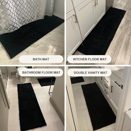 Sheepping Non Slip Black Bath Rug Mat 59 x 20