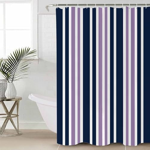 Navy Purple Bathroom Set with Shower Curtain Rug and Accessories