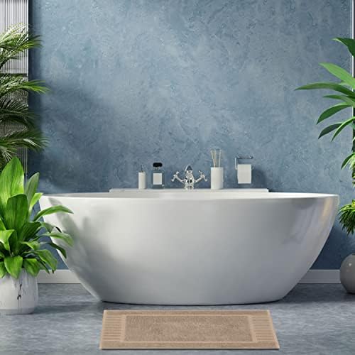 White Classic Luxury Bath Mat Set - 22x34 Inch Taupe 2 Pack