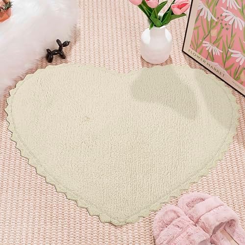 Royal Blaze Heart Shaped Bath Mat Reversible Cotton Bath Rug 28x28