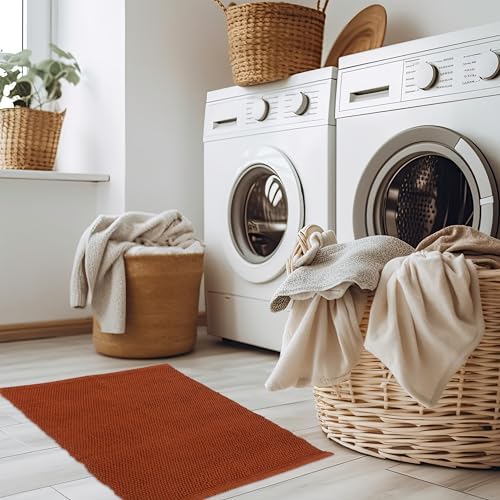 KIBAGA Boho Rug - 100 Cotton Bath Mat with Non-Slip Design