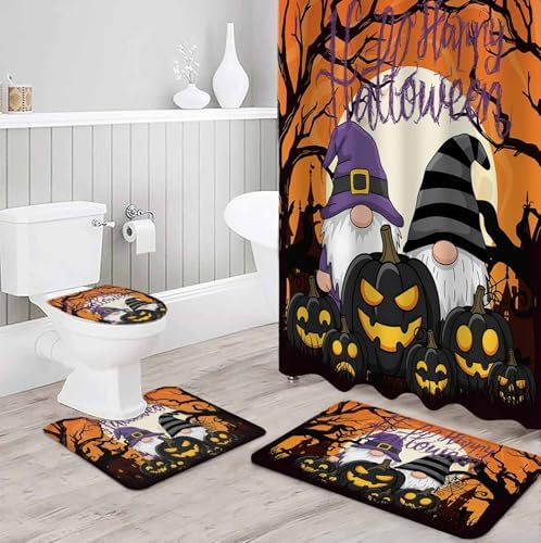 ZOE GARDEN Halloween Bathroom Set with Curtain Rug Accessories