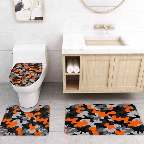 ZOE GARDEN Red Black Bathroom Set with Shower Curtain Rug and Accessories