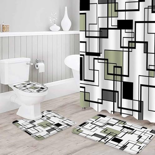 ZOE GARDEN Sage Green Bathroom Set with Shower Curtain Rug and Accessories
