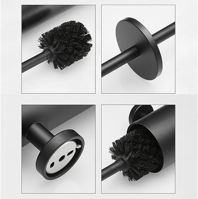 Toilet Brush and Holder with Durable Bristles and Splash-Proof Design