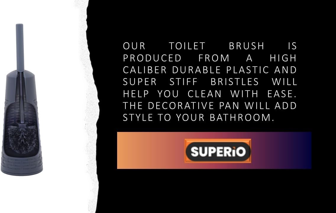 Superio Toilet Bowl Brush and Holder Charcoal Grey