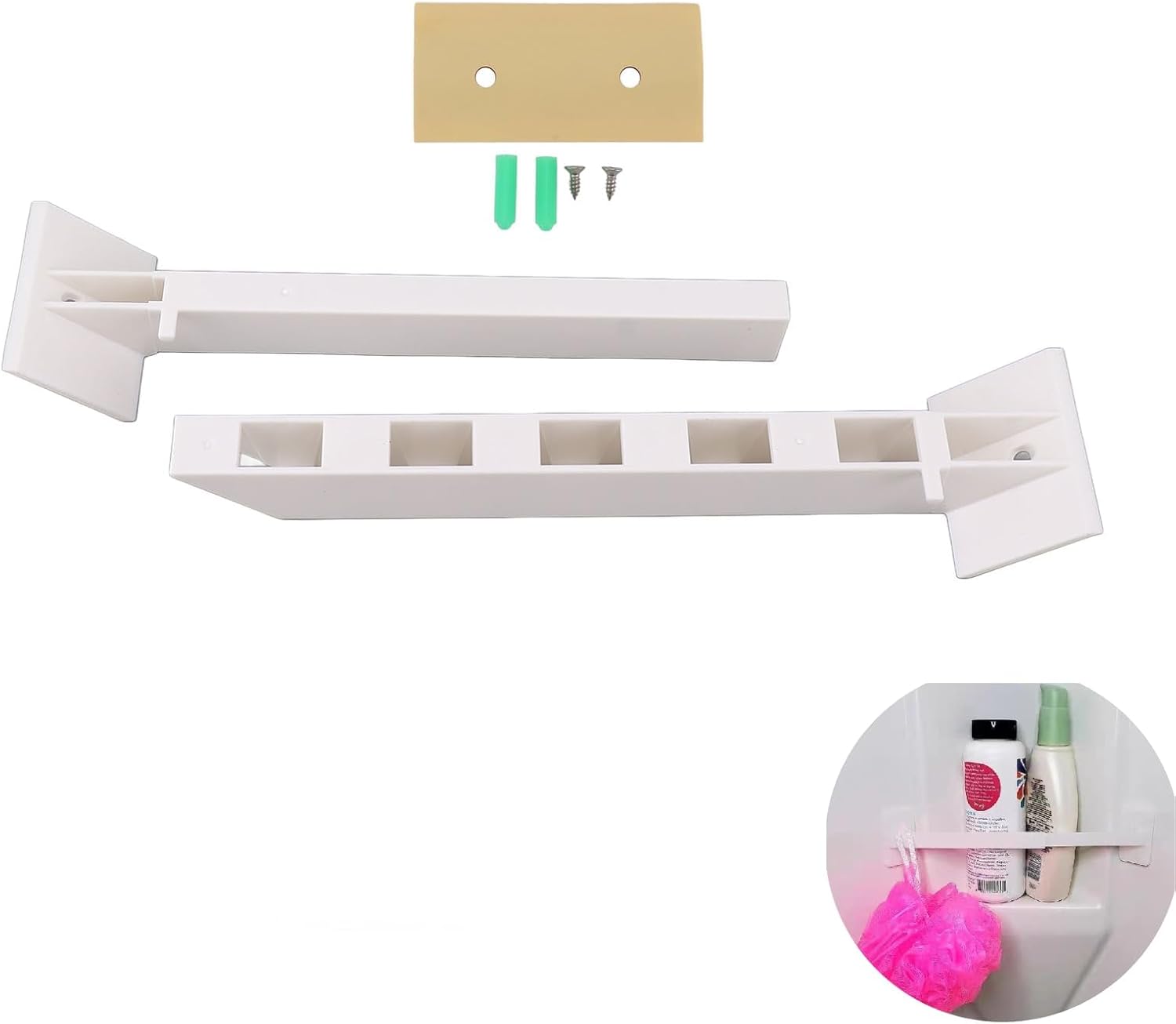 Cyrank RV Corner Shower Bar Storage Organizer