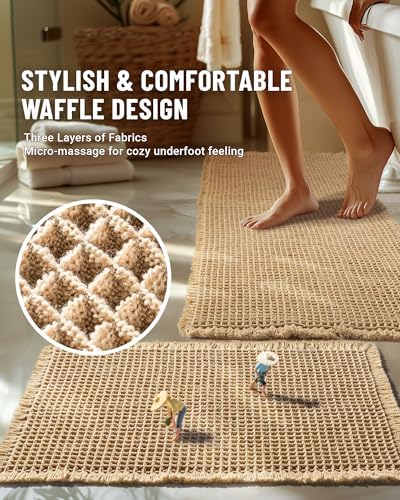 Furicher Large Waffle Bath Mat Set 2 pcs
