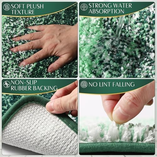 WSBArt 32PCS Bathroom Set with Hunter Green Shower Curtain and Rugs