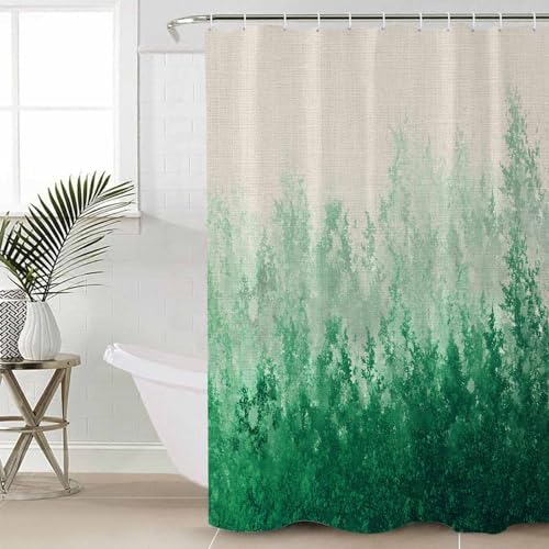 Forest Green Bathroom Set with Shower Curtain Rug and Accessories