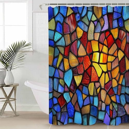 ZOE GARDEN Blue Red Yellow Rainbow Bathroom Set