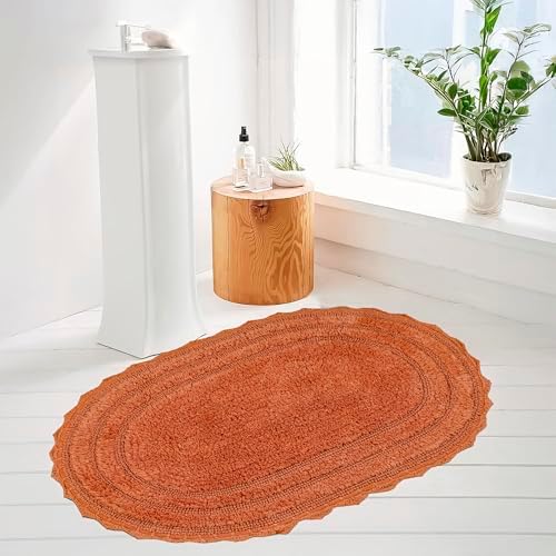 Royal Blaze Reversible Cotton Bath Mat Runner 24x36 Rust