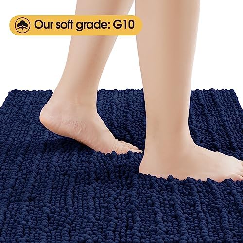 ACCUMTEK 3 Piece Navy Blue Bath Rug Set