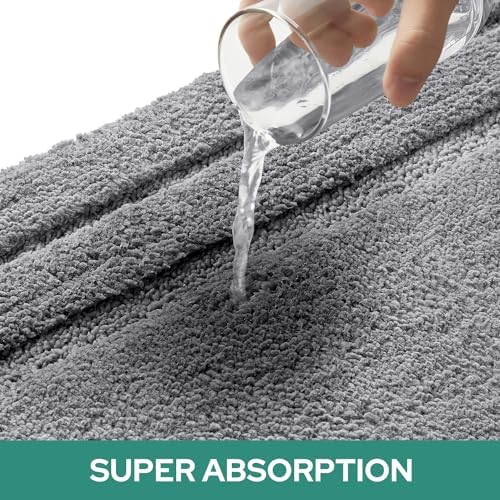HOMEIDEAS 3-Piece Bath Rug Set Non-Slip Microfiber