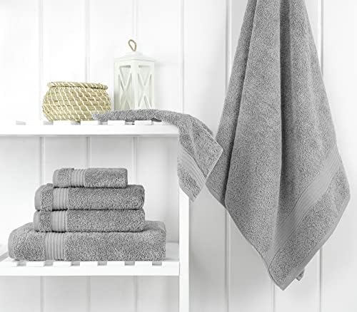 Cotton Paradise 6 Piece Towel Set - Light Gray 100 Cotton Bath Towels