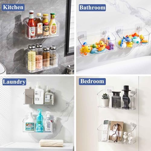 Eunion Adhesive Shower Caddy with Large Capacity and Clear Design