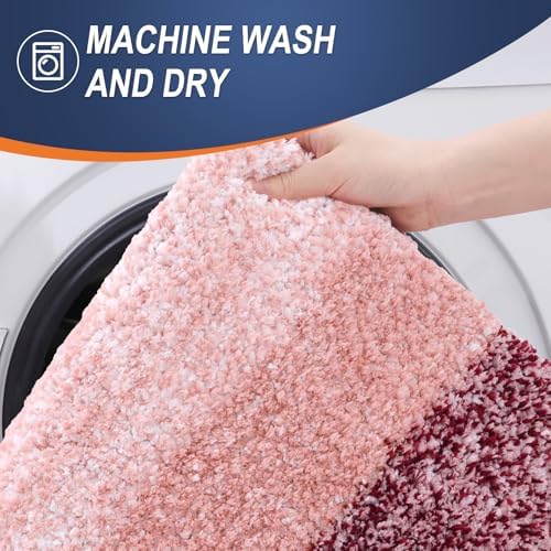 OLANLY Red Microfiber Bath Mat 47x17 Quick Dry